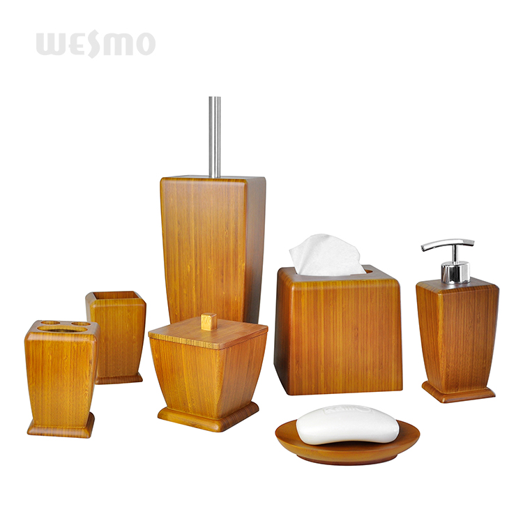Good quality luxury bath decoration accessories chinese bamboo bathroom accessory set